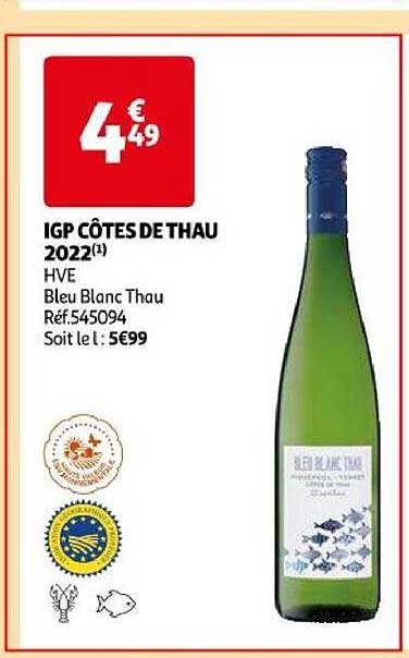 igp côtes de thau 2022 hve bleu blanc thau