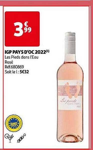 igp pays d'oc 2022 les pieds dans l'eau rosé