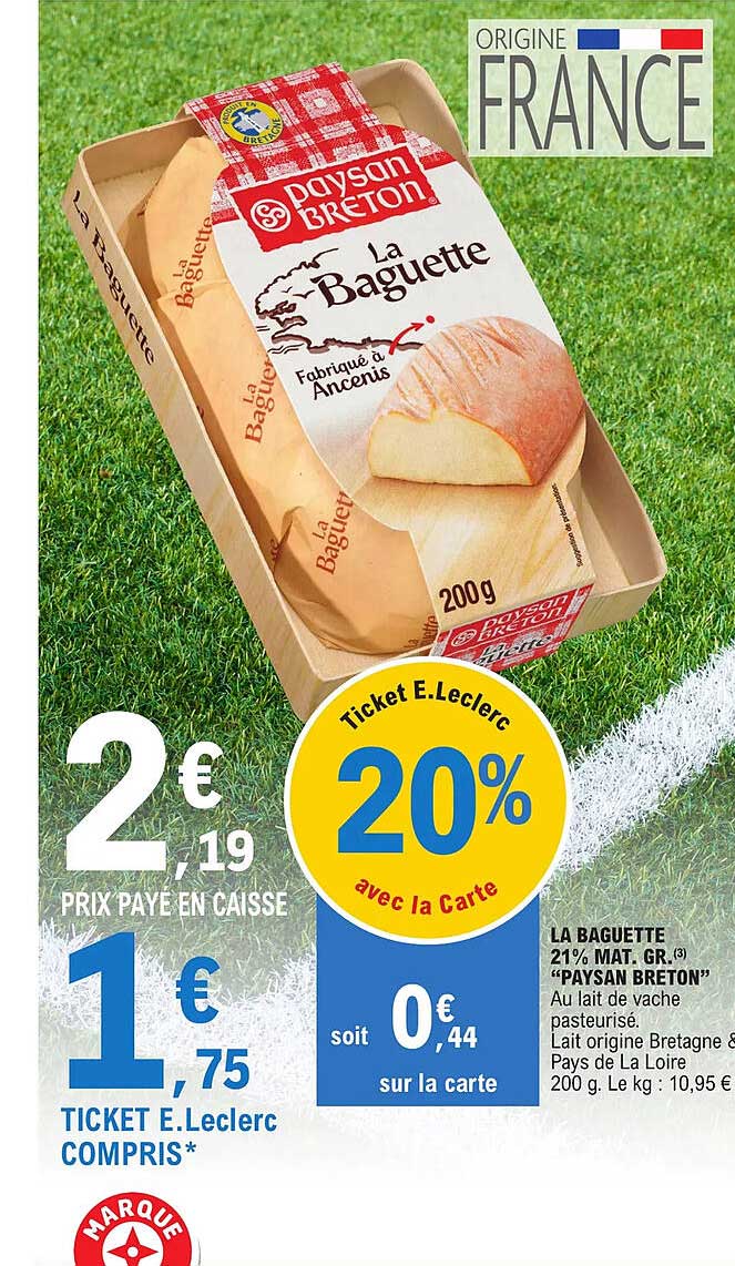 la baguette 21% mg paysan breton