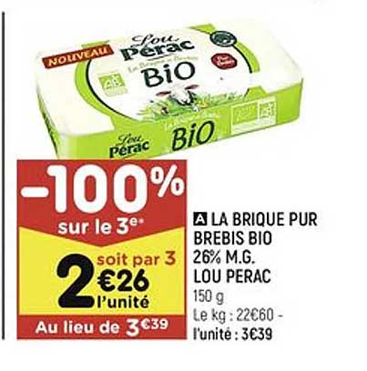 la brique pur brebis bio 26% m.g. lou pérac