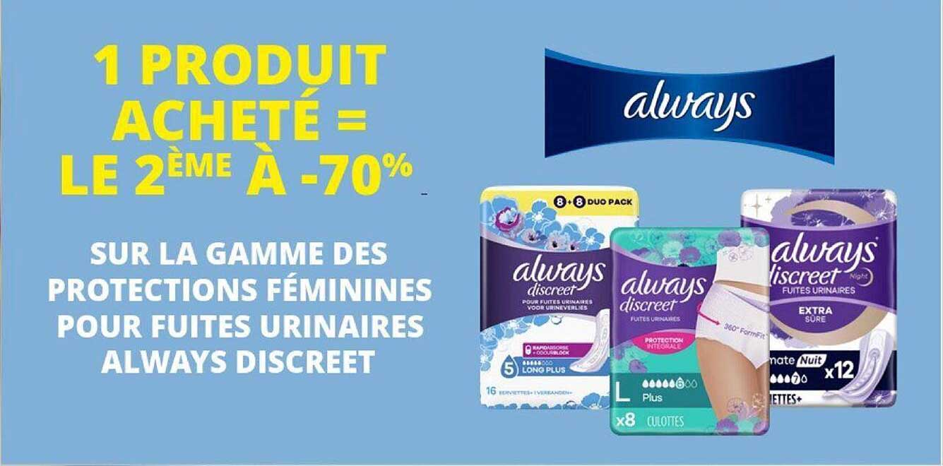 la gamme des protections féminines pour fuites urinaires always discreet