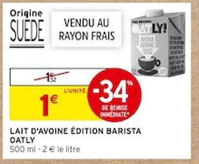 lait d'avoine édition barista oatly