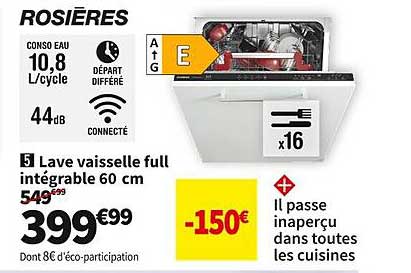 lave vaisselle full intégrable 60 cm rosières