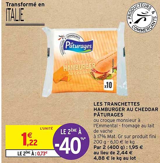 Les Tranchettes Hamburger Au Cheddar Pâturages