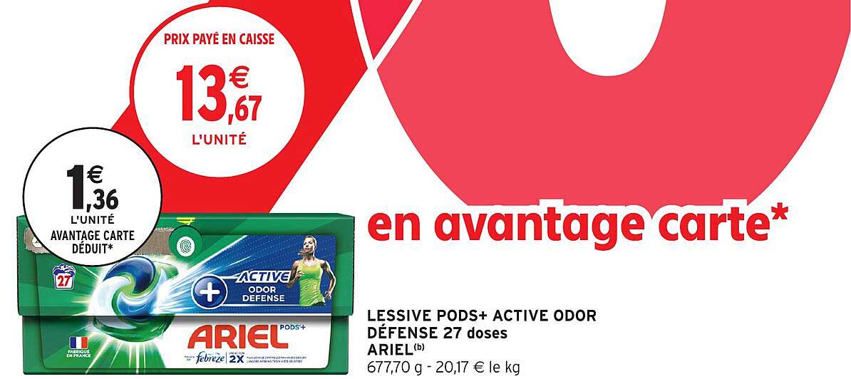 lessive pods+ active odor défense 27 doses ariel