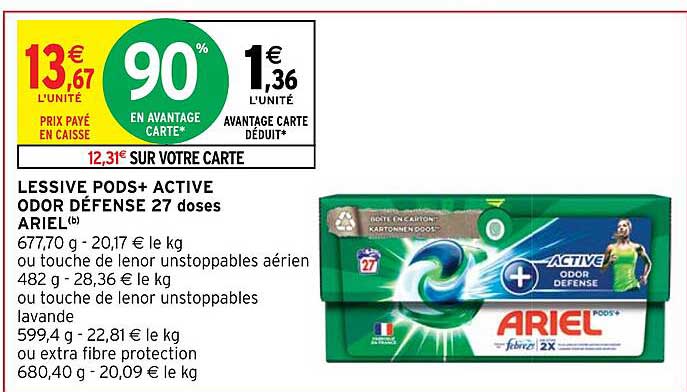 Lessive Pods+ Active Odor Défense 27 Doses Ariel
