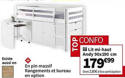 lit mi-haut andy 90 x 190 cm