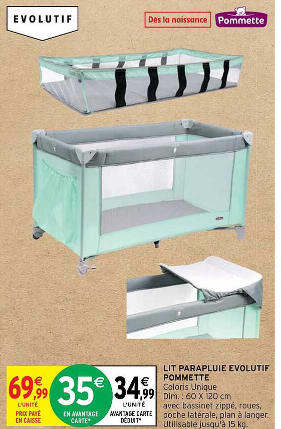 lit parapluie évolutif pommette