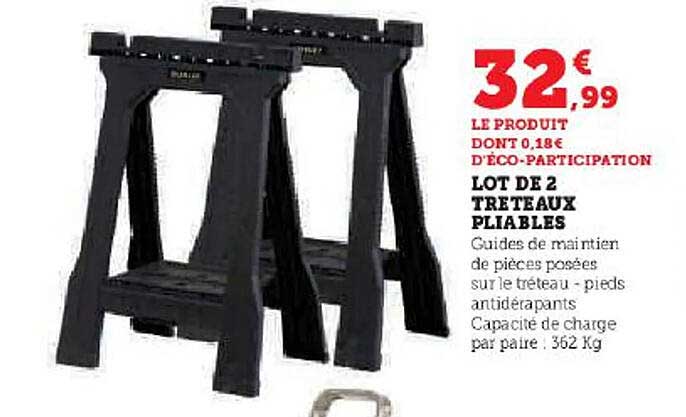 lot de 2 tréteaux pliables