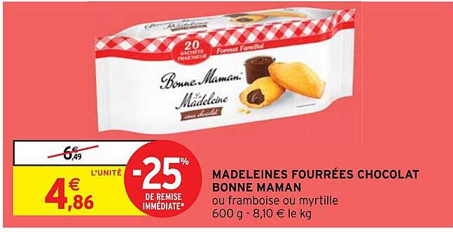 madeleines fourrées chocolat bonne maman