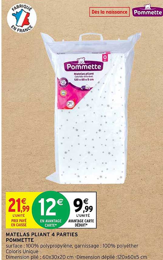 Matelas Pliant 4 Parties Pommette