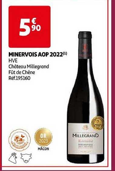 minervois aop 2022 hve château millegrand fût de chêne