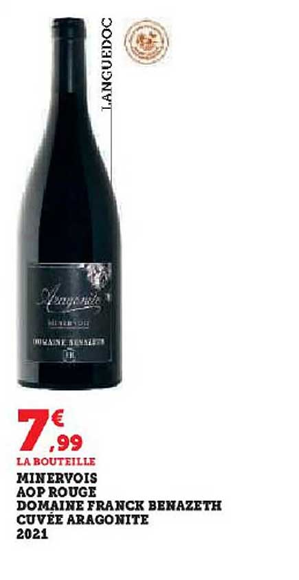 minervois aop rouge domaine franck benazeth cuvée aragonite 2021
