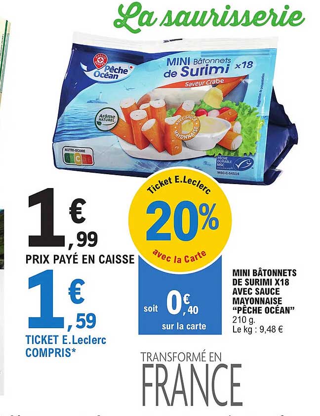 mini  bâtonnets de surimi x18 avec sauce mayonnaise pêche océan