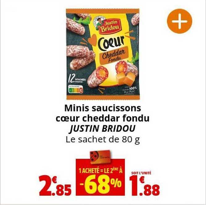 minis saucissons cœur cheddar fondu justin bridou