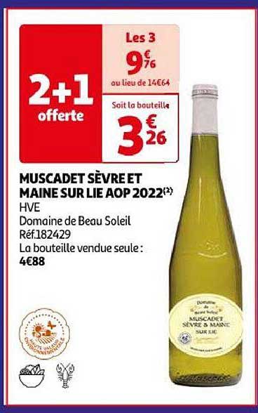 muscadet sèvre et maine sur lie aop 2022 hve domaine de beau soleil