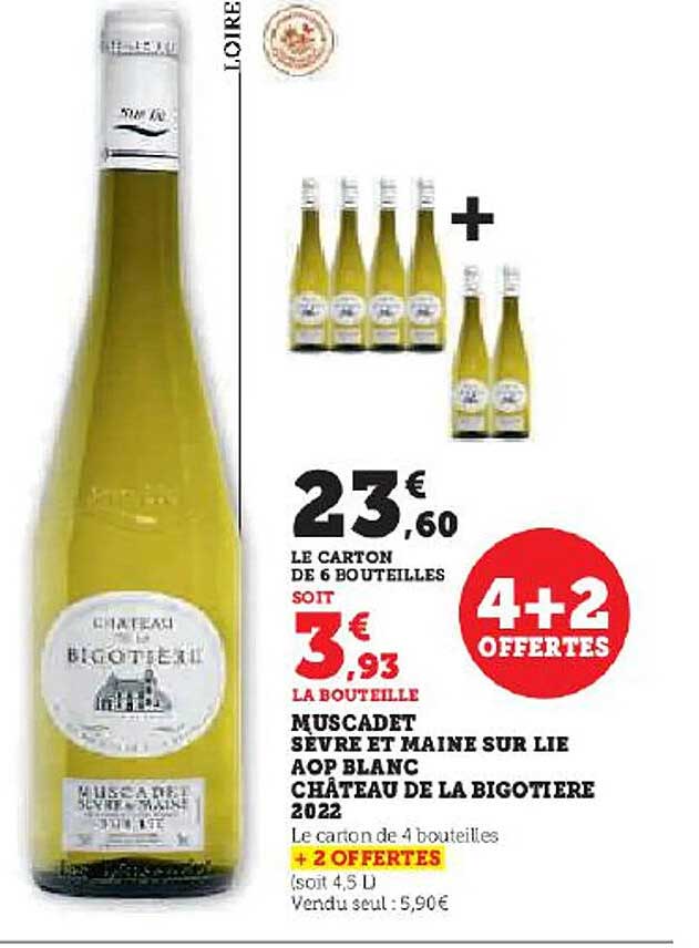muscadet sèvre et maine sur lie aop blanc château de la bigotière 2022