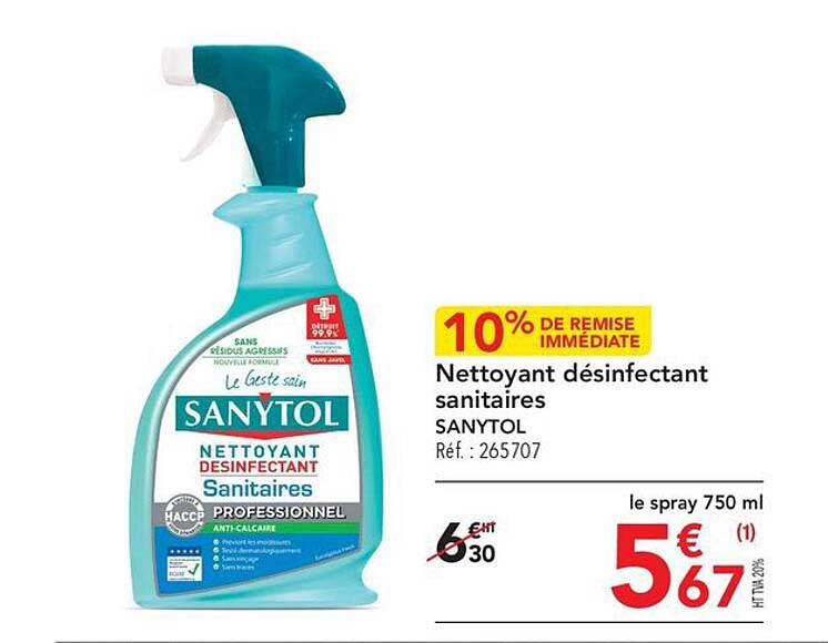 nettoyant désinfectant sanitaires sanytol