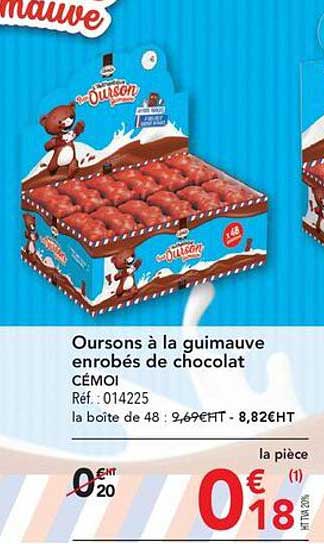 oursons à la guimauve enrobés de chocolat cémoi