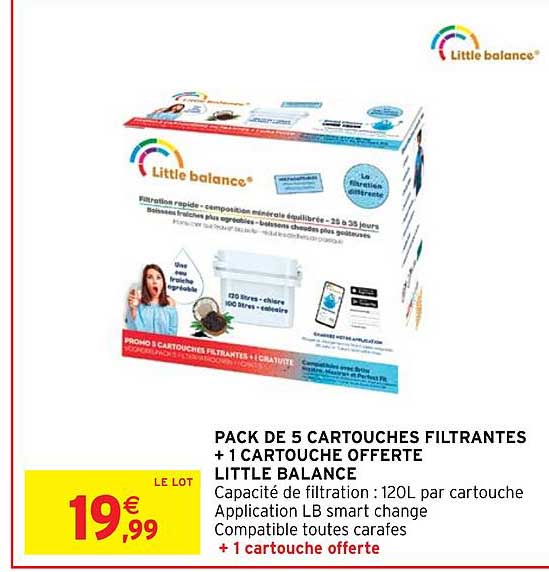 pack de 5 cartouches filtrantes + 1 cartouche offerte little balance