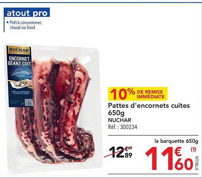 pattes d'encornets cuits 650g