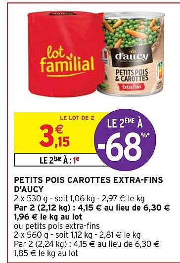 petits pois carottes extra-fins d'aucy