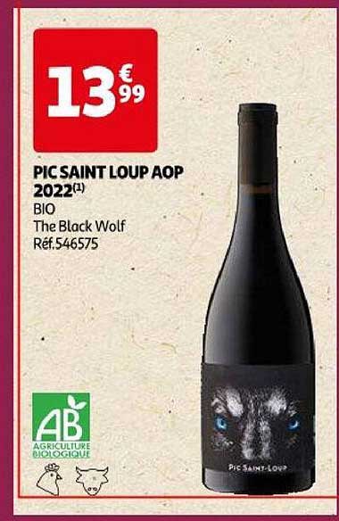 pic saint loup aop 2022 bio the black wolf