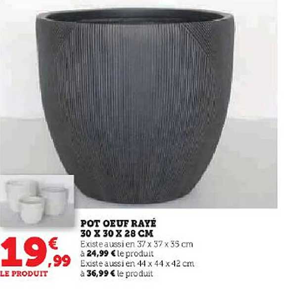 Pot œuf Rayé 30 X 30 X 28 Cm