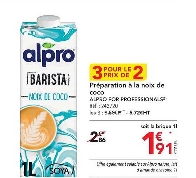 préparation à la noix de coco alpro for professionals