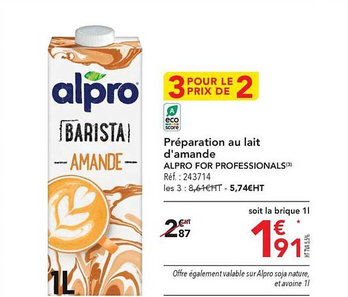préparation au lait d'amande alpro for professionals