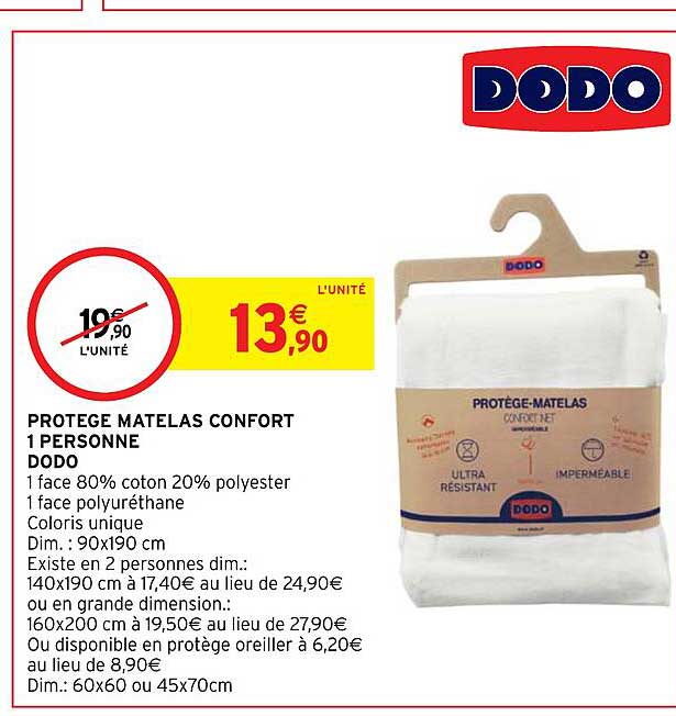 protège matelas confort 1 personne dodo