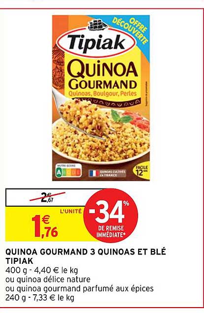 Quinoa Gourmand 3 Quinoas Et Blé Tipiak