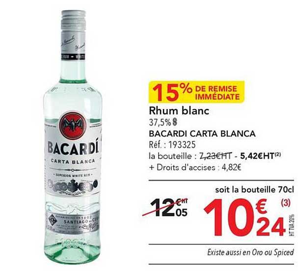 rhum blanc bacardi carta blanca