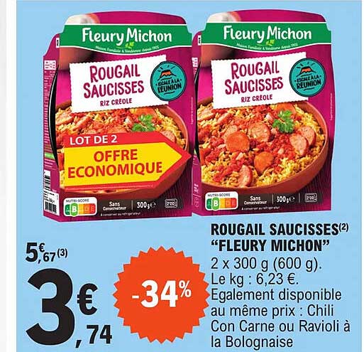 rougail saucisses "fleury michon"
