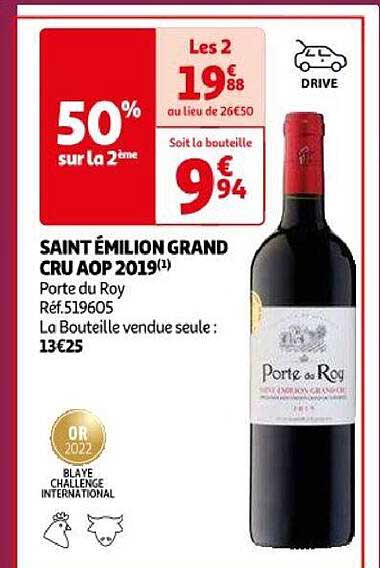 saint émilion grand cru aop 2019 porte du roy