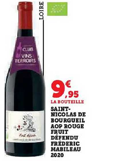 saint-nicolas de bourgueil aop rouge fruit défendu fréderic mabileau 2020