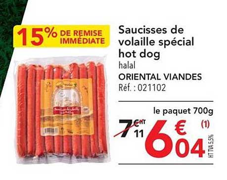 saucisses de volaille spécial hot dog oriental viandes