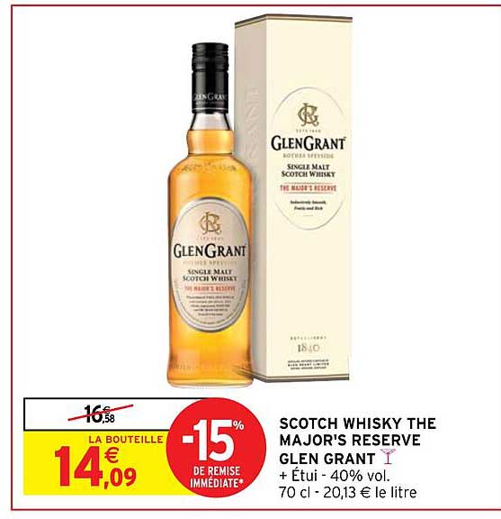 scotch whisky the major's reserve glen grant