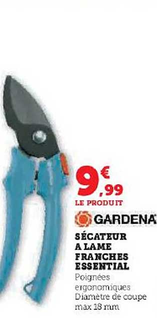 Sécateur à Lame Franches Essential Gardena