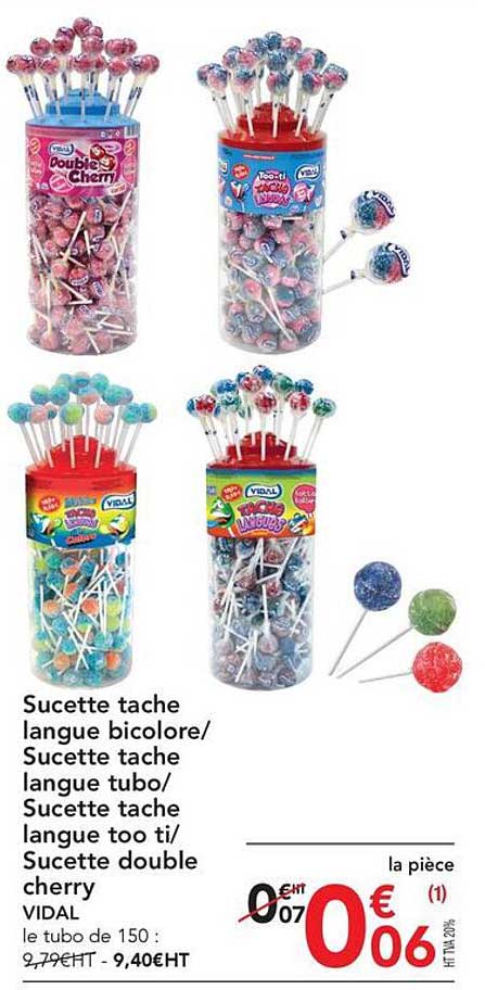 sucette tache langue bicolore/sucette tache langue tubo/sucette tache langue too ti/sucette double cherry vidal
