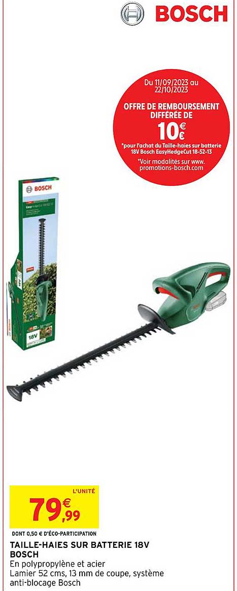 taille-haies sur batterie 18v bosch
