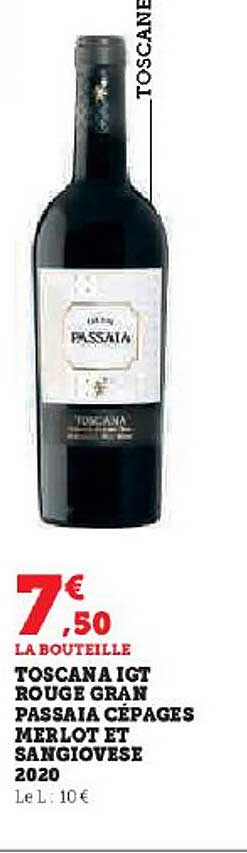 toscana igt rouge gran passaia cépages merlot en sangiovèse 2020