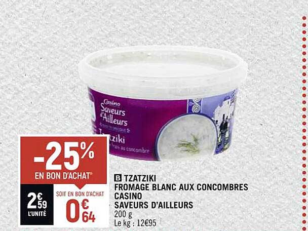 tzatziki fromage blanc aux concombres casino saveurs d'ailleurs