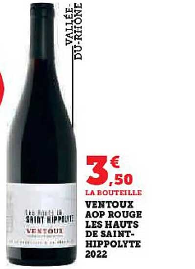 Ventoux Aop Rouge Les Hauts De Saint-hippolyte 2022