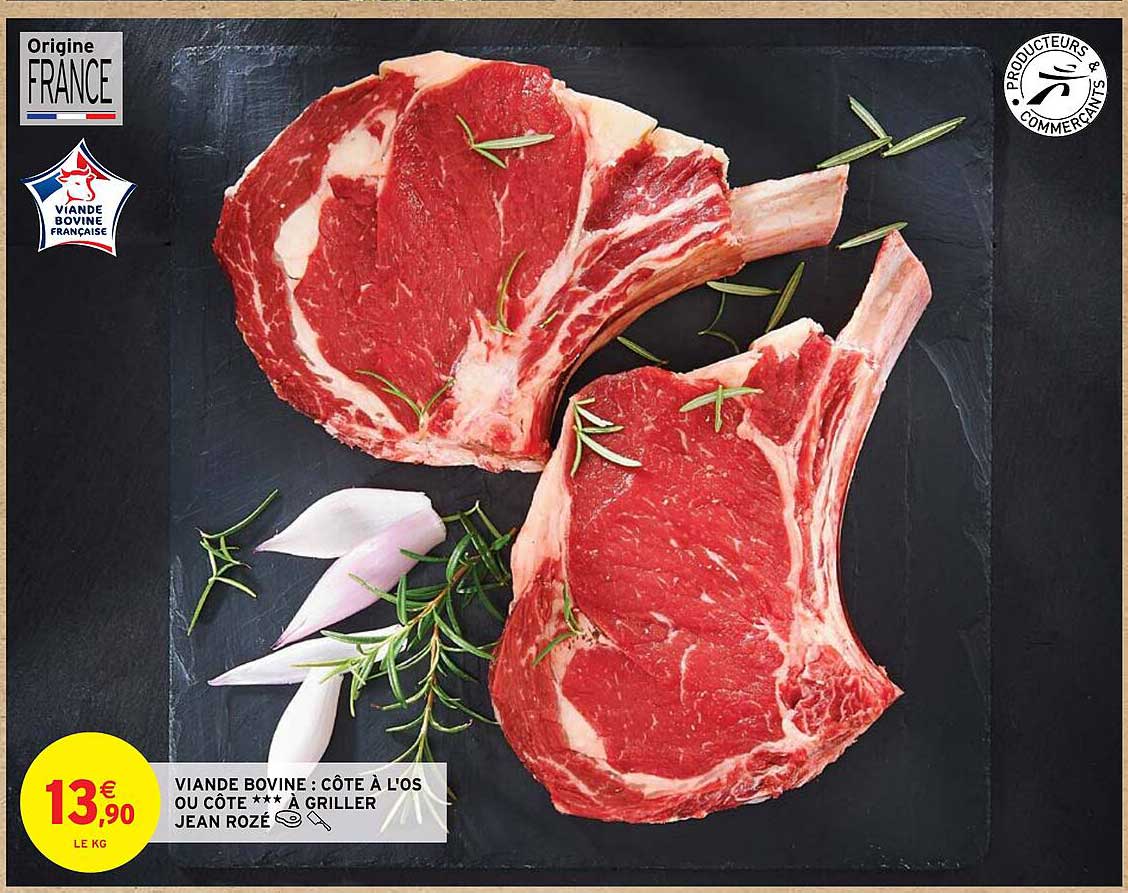 viande bovine : côte à l'os ou côte à griller *jean rozé