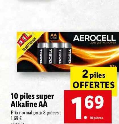 10 piles super alkaline aa