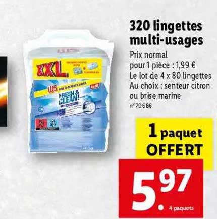 320 Lingettes Multi-usages 1 Paquet Offert