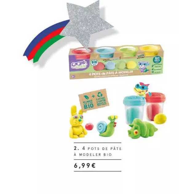 4 pots de pâte à modeler bio