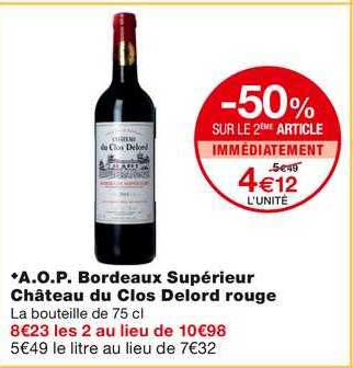a.o.p. bordeaux supérieur château du clos delord rouge