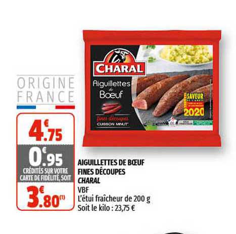 aiguillettes de boeuf fines découpes charal